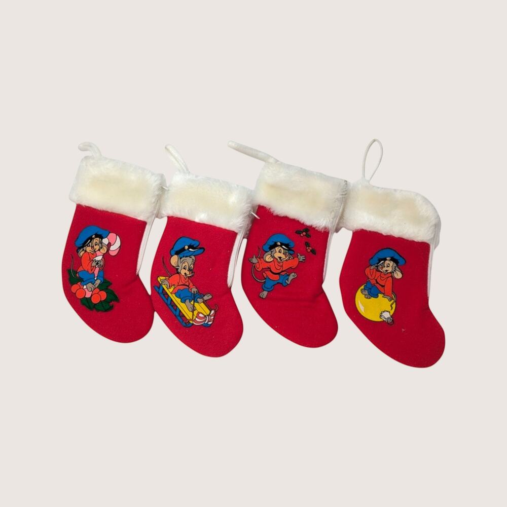 1980s An American Tail Fievel Christmas Mini Stocking Set